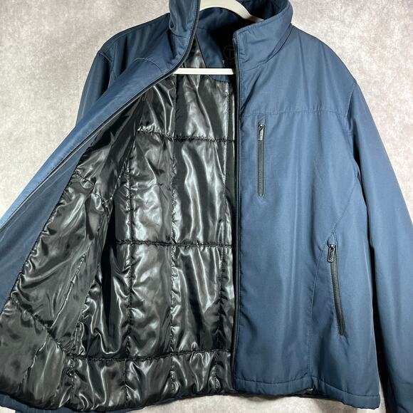 T Tech By Tumi Jacket Mens XL Navy Quilted Full Zip Outdoor Lined Rain Outdoor - Picture 6 of 11